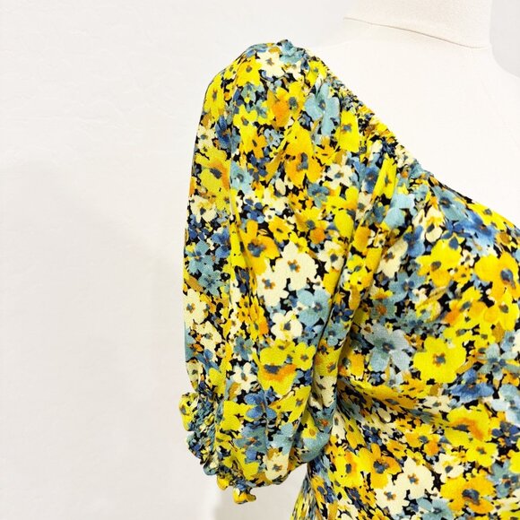 L Space Talia Puff Sleeve Ruffle Trim Tie Midi Wrap Dress Boho Peasant Medium - Picture 5 of 12